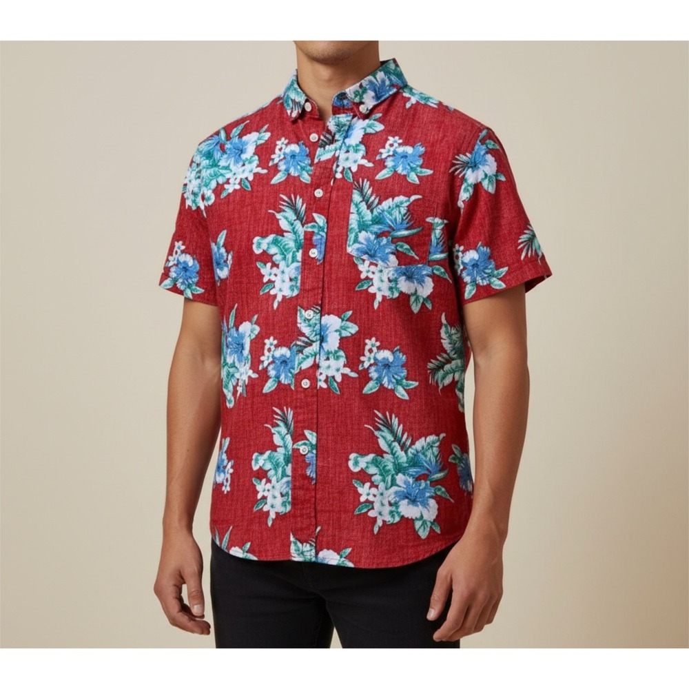 Hawaiian Floral Retro Hipster Button Up Shirt Beachwear Resortwear Aloha